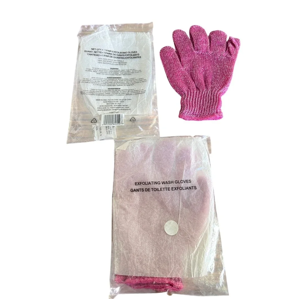 Avon Exfoliating Wash Gloves Pink One Pair Discontinued